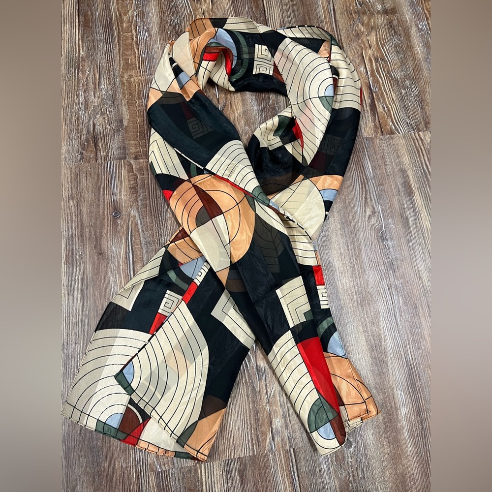 Y2K Abstract patterned silk scarf
